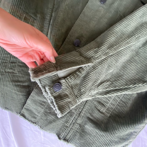 ZARA Oversized Corduroy Shirt Jacket Shaket Outwear Blazer Khaki Olive Green XS - Picture 10 of 14
